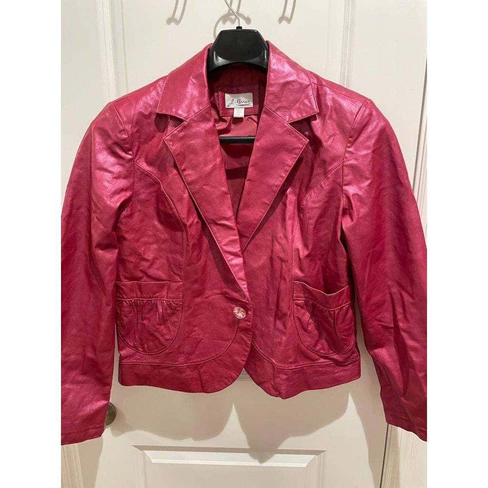 J. Marco Women's XL Pink Metallic Leather Blazer Jacket